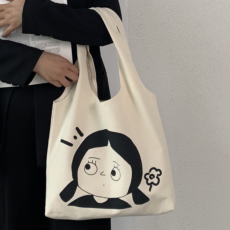Túi Xách Canvas Cỡ Lớn Thiết Kế Đơn Giản Dễ Thương
