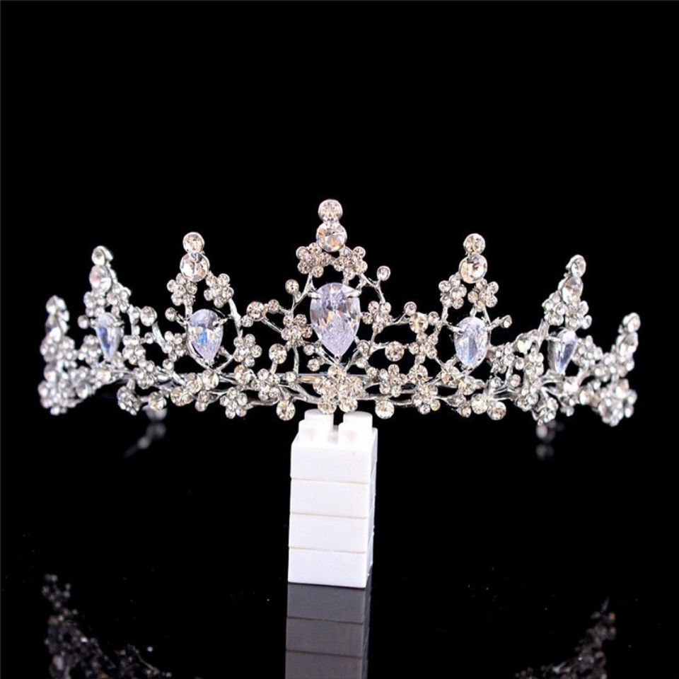 Vương Miện Cài Tóc Đính Đá Zircon Sang Trọng Phong Cách Âu Mỹ Cho Cô Dâu