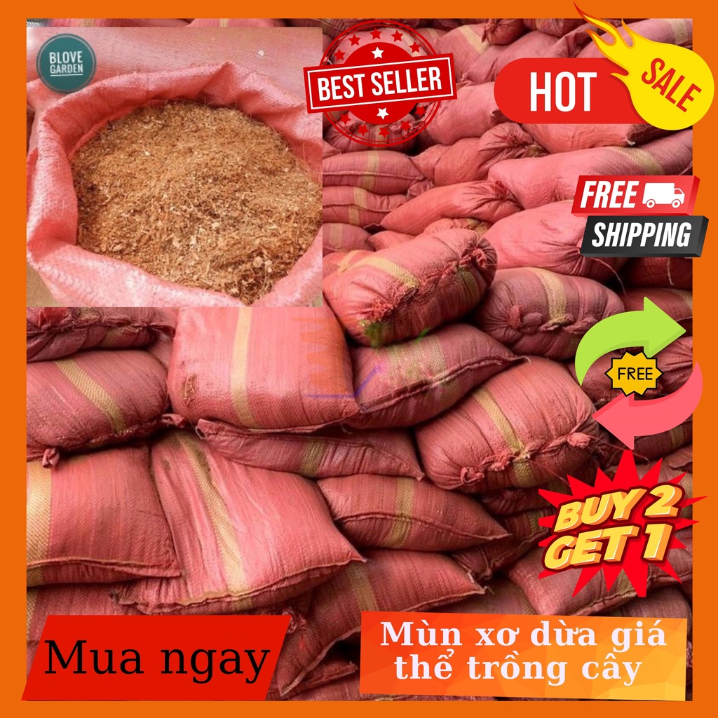 [BÁN SỈ] Mụn Xơ Dừa bao đỏ 55*85 khoảng 4kg  Giá Thể Chuyên Trồng Rau, Hoa Màu, Dâu Tây, Cây Ăn Trái, Thủy Canh, Hoa Lan