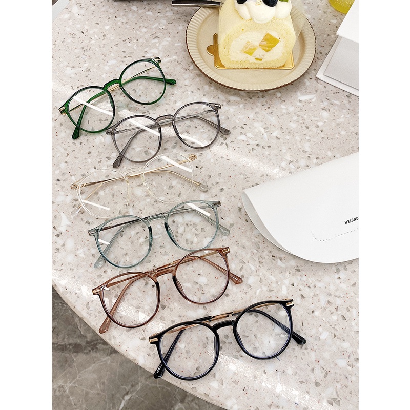Mắt kính VIENDO gọng tròn tròng đổi màu trong suốt chống ánh sáng xanh thời trang có cắt kính cận theo yêu cầu