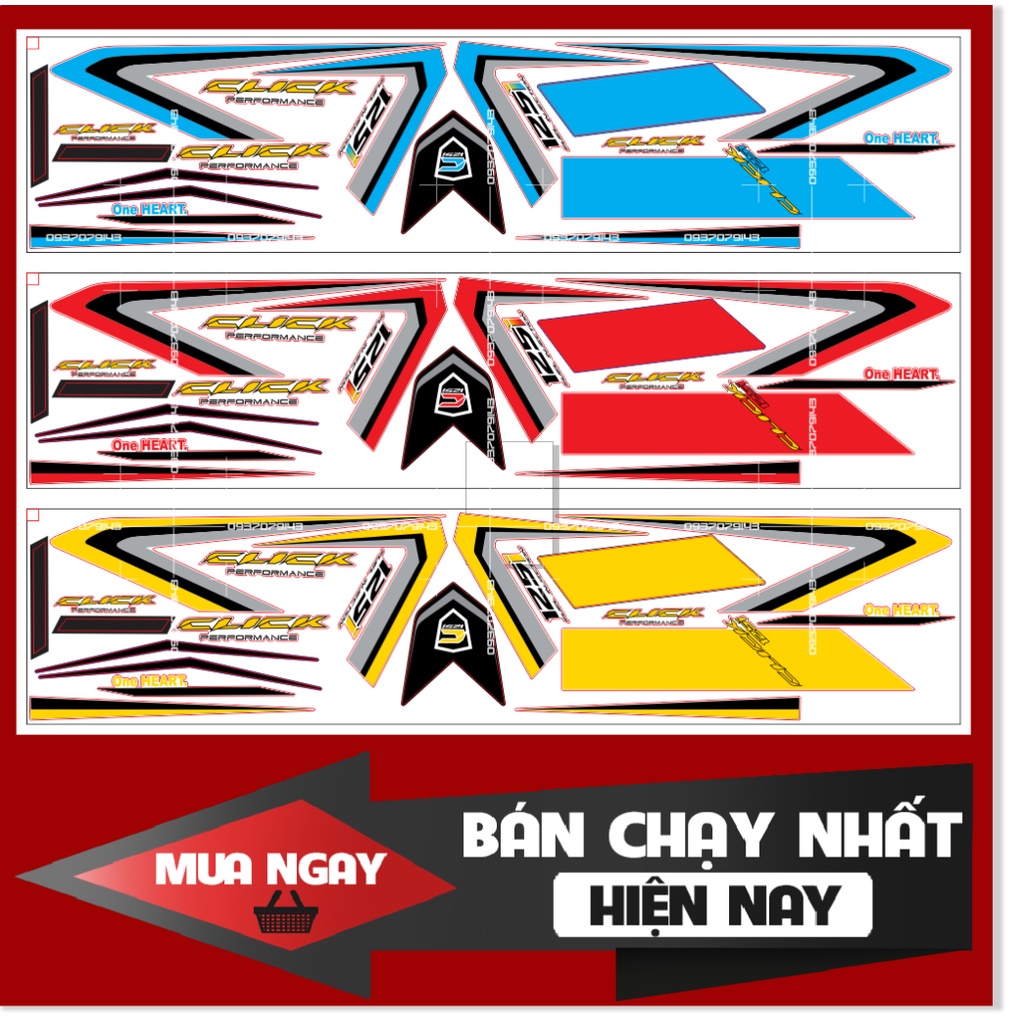 ( Quí khách vui lòng mang ra tiệm cho thợ dán ) Tem Click 125i trắng