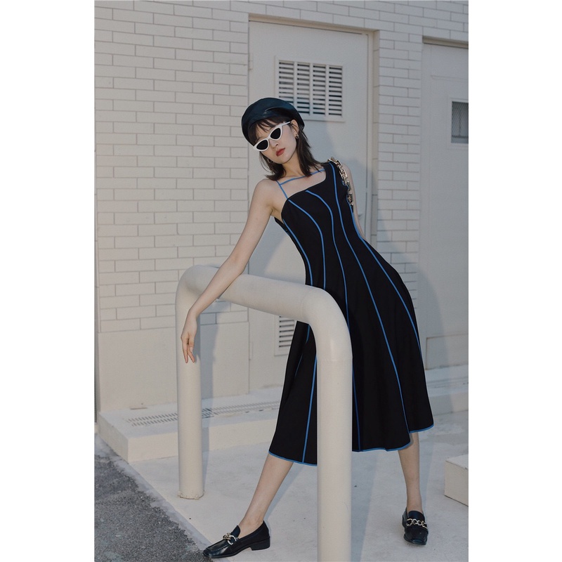 Đầm Xoè Mushroom Lee - Màu Đen Line Xanh