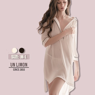 Đầm ngủ tay ngắn cổ chữ V sâu chất liệu chiffon thời trang cho nữ