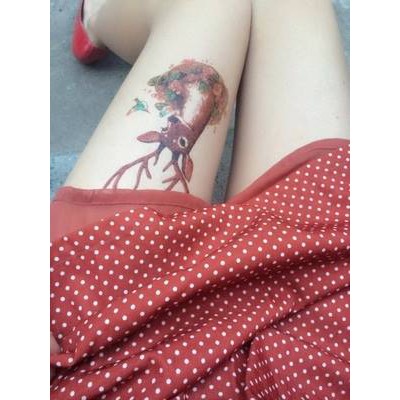 Hình xăm dán nữ tatoo nai sừng kích thước 15 x 21 cm