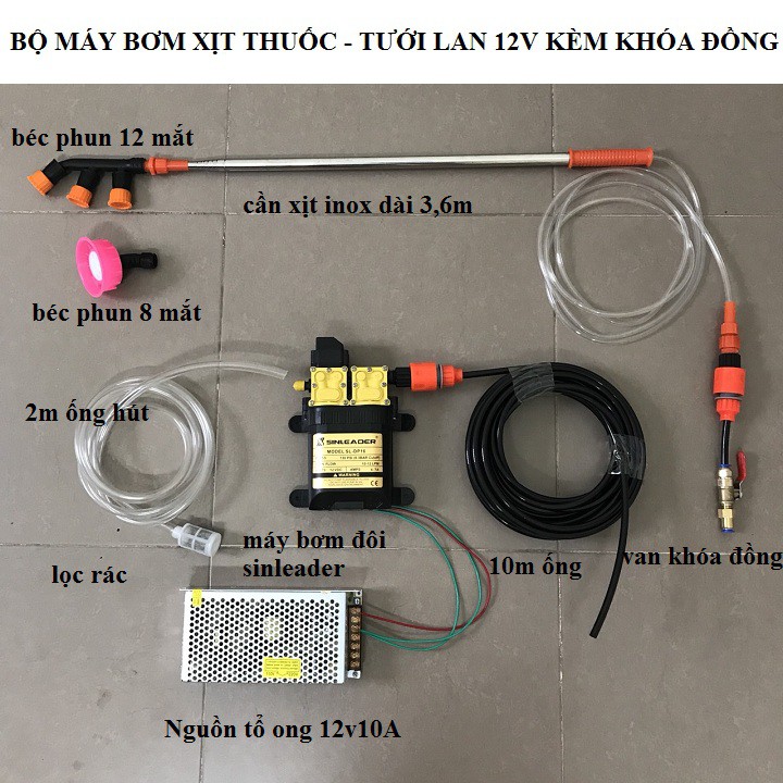 Bộ máy bơm mini dùng để tưới lan, phun thuốc