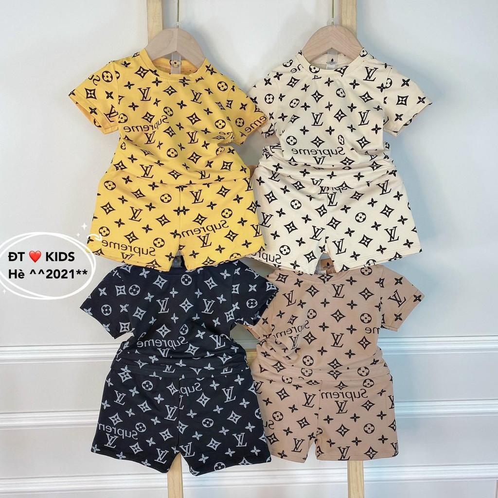 Bộ cộc tay LV Sup cho bé trai bé gái AF KID chất liệu cotton cao cấp siêu mềm siêu mát