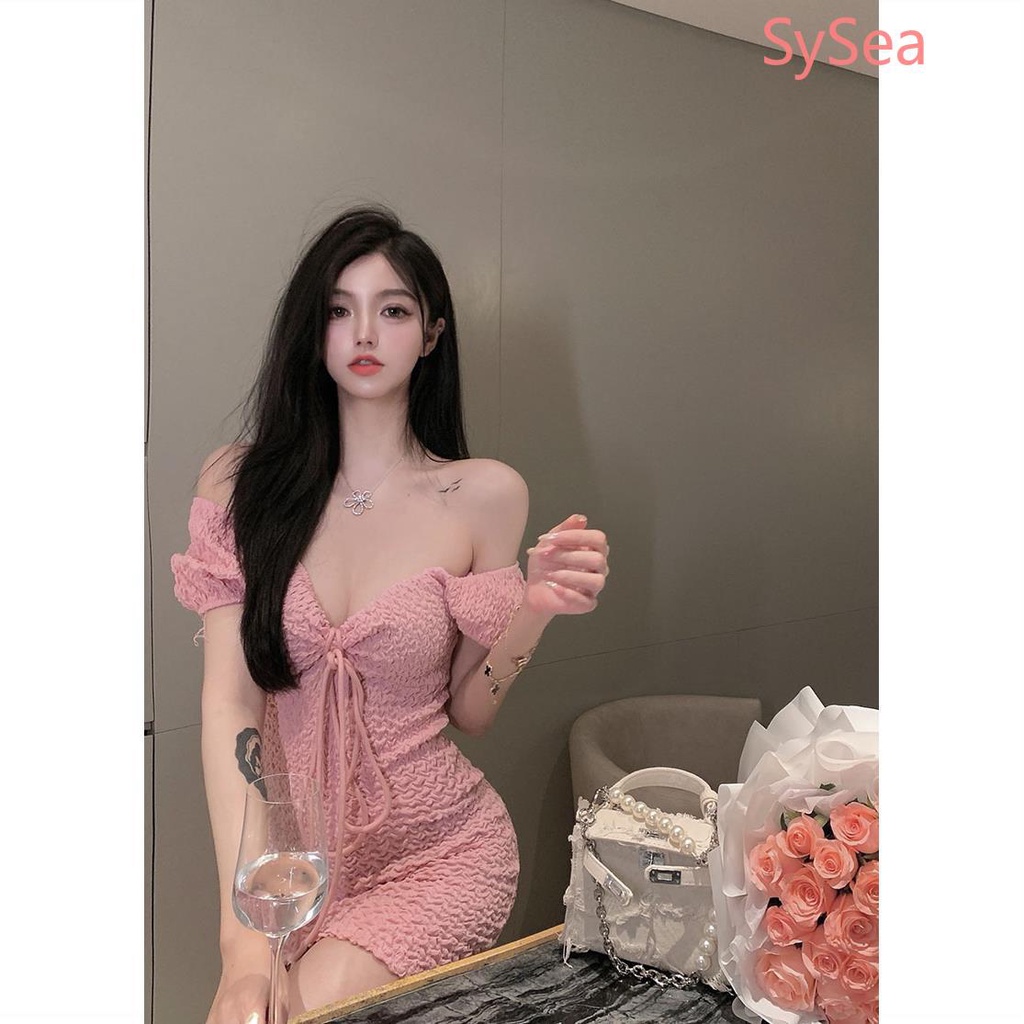 Đầm trễ vai tay phồng ôm dáng vừa vặn thời trang mùa hè quyến rũ dành cho nữ sexy