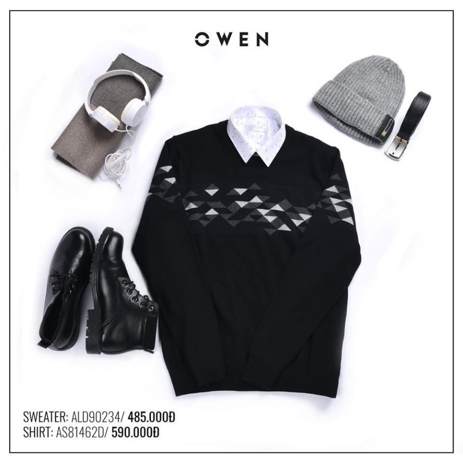 🔥 SALE [ Hàng chuẩn] . OWEN - Áo len nam Owen cổ tròn màu ĐEN ALD 90234 Cực Đẹp .1 . Đẹp . > . < . . 🔥 ˇ - ˇ -