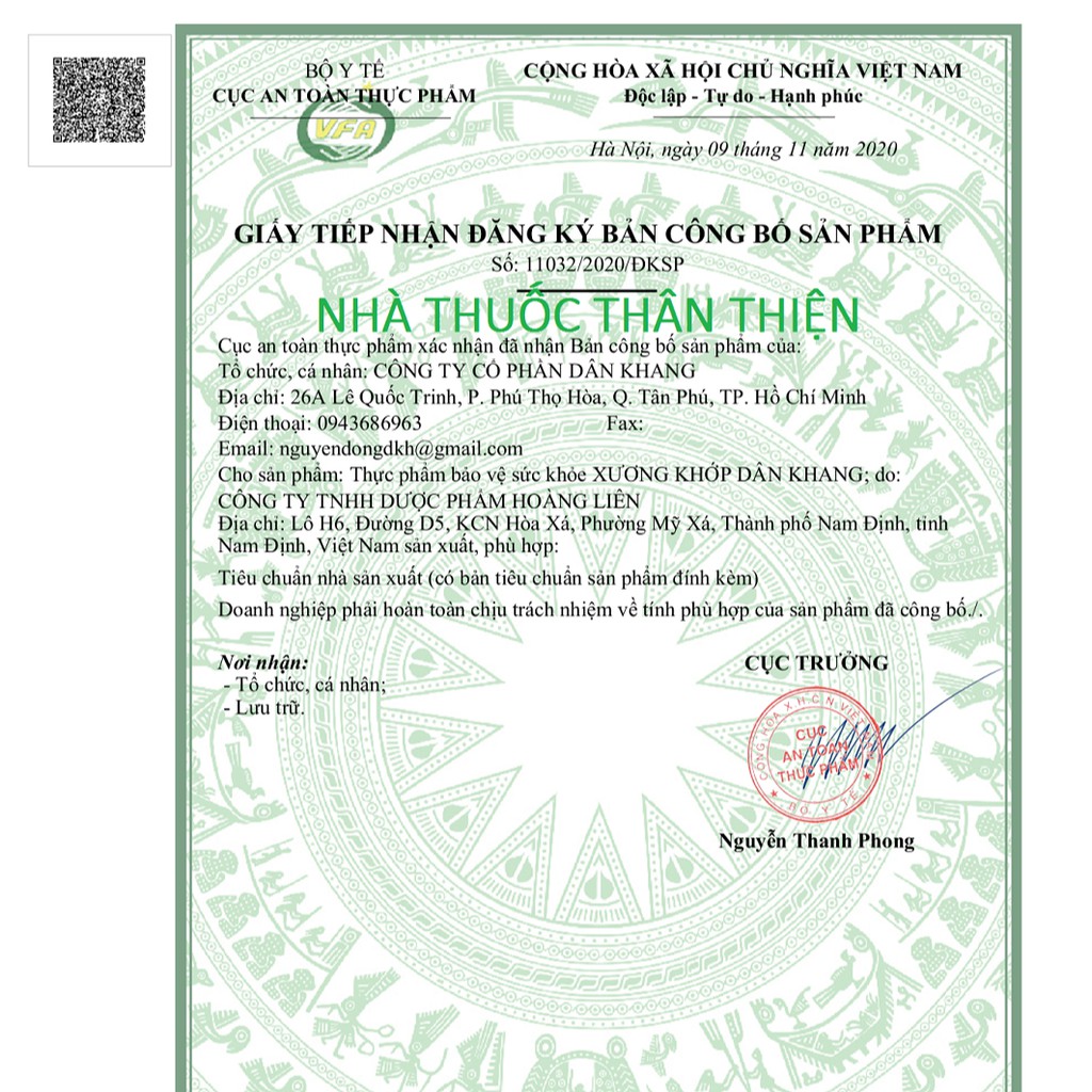 Xương khớp Dân Khang – Hỗ trợ giảm đau nhức xương khớp, đau mỏi vai gáy (Hộp 30 viên)