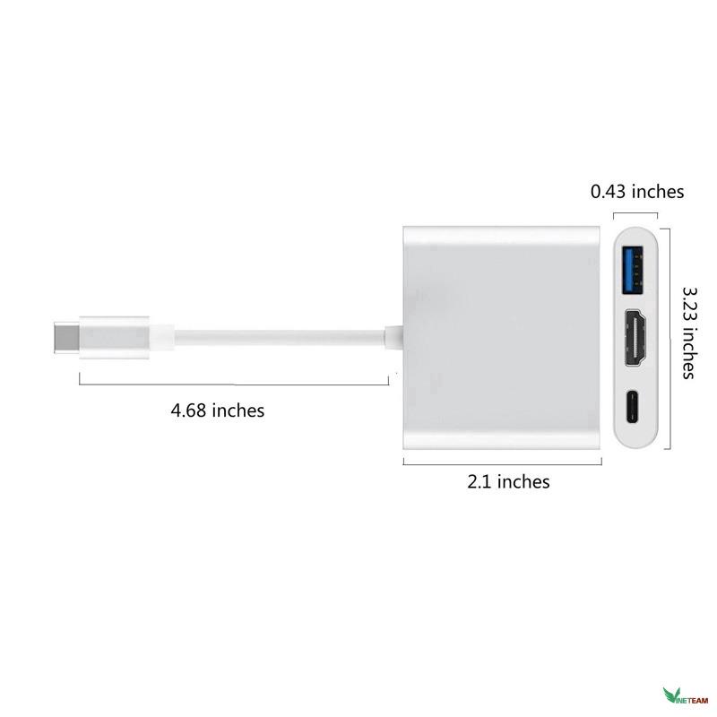 Type C 4K hỗ trợ USB 3.0 3 trong 1 sang Bộ chuyển đổi Hdmi/ Cáp sạc/ Bộ chuyển đổi Usb-C 3.1 -DC4659