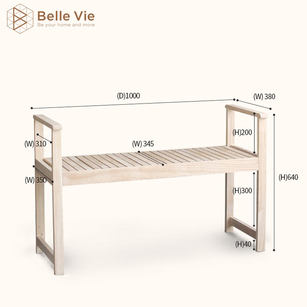 Ghế Băng Chờ Gỗ Thông Mình BELLEVIE Ghế Sofa Lắp Ráp Tiện Lợi Bench Chair