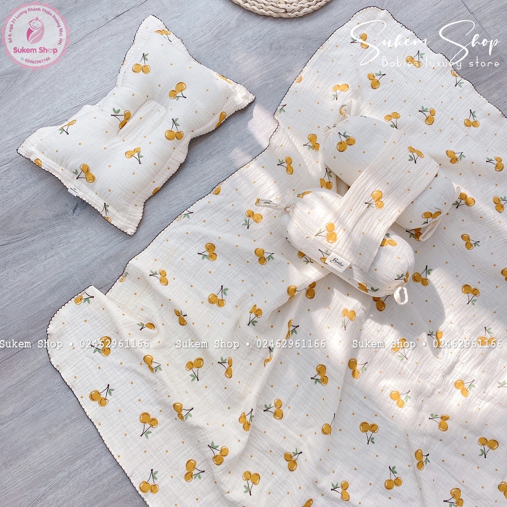 Chăn Xô BéBé 2 Lớp Xô Muslin Mỏng Nhẹ Thoáng Cho Bé KT 100x100cm