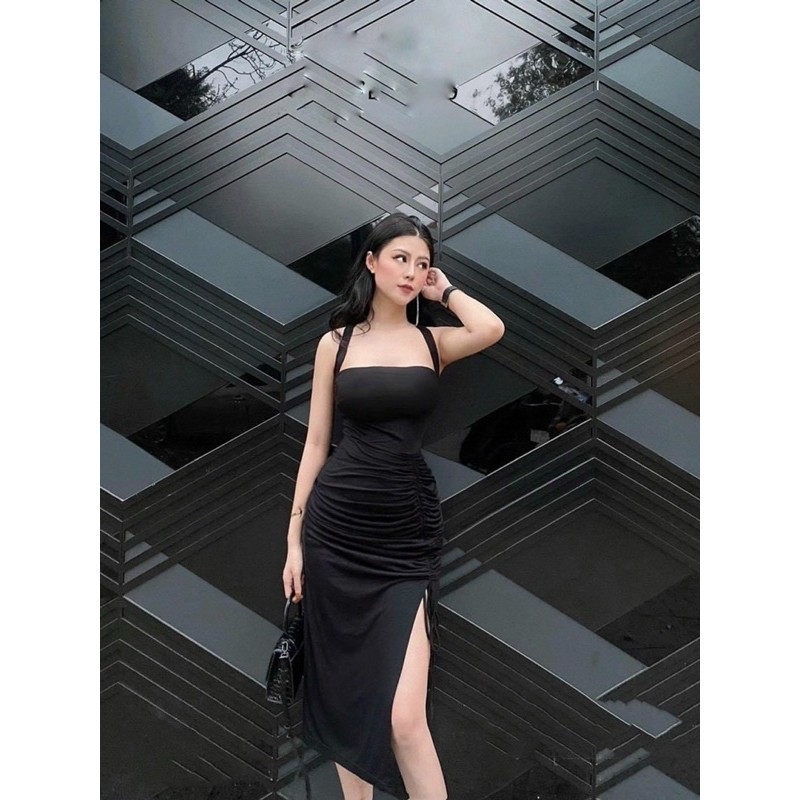 Đầm body dài xẻ tà nhún eo | BigBuy360 - bigbuy360.vn