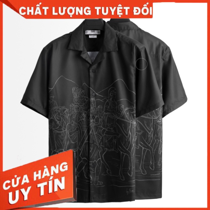 Áo sơ mi nam FEAER chất lụa họa tiết chiến binh JULIUS CEASAR - Hàng nhập khẩu