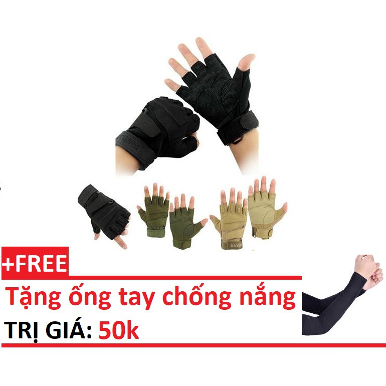 găng tay cụt ngón đi phượt giá rẻ, găng tay xe máy + tặng kèm găng tay chống nắng trị giá 30k