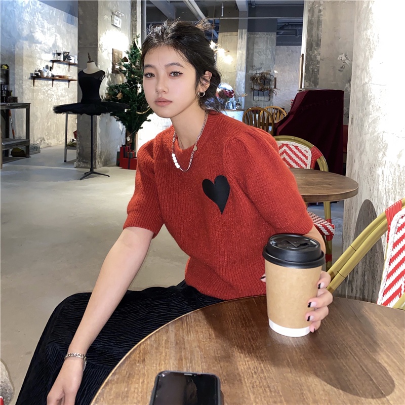 QADCOL Áo sweater Dệt Kim Tay Ngắn Dáng Rộng Thiết Kế Đơn Giản Hợp Thời Trang