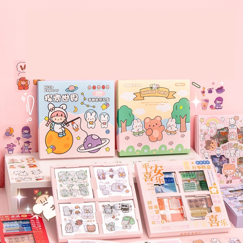 🍓Set 100 tấm sticker xinh xắn nhiều chủ đề khác nhau