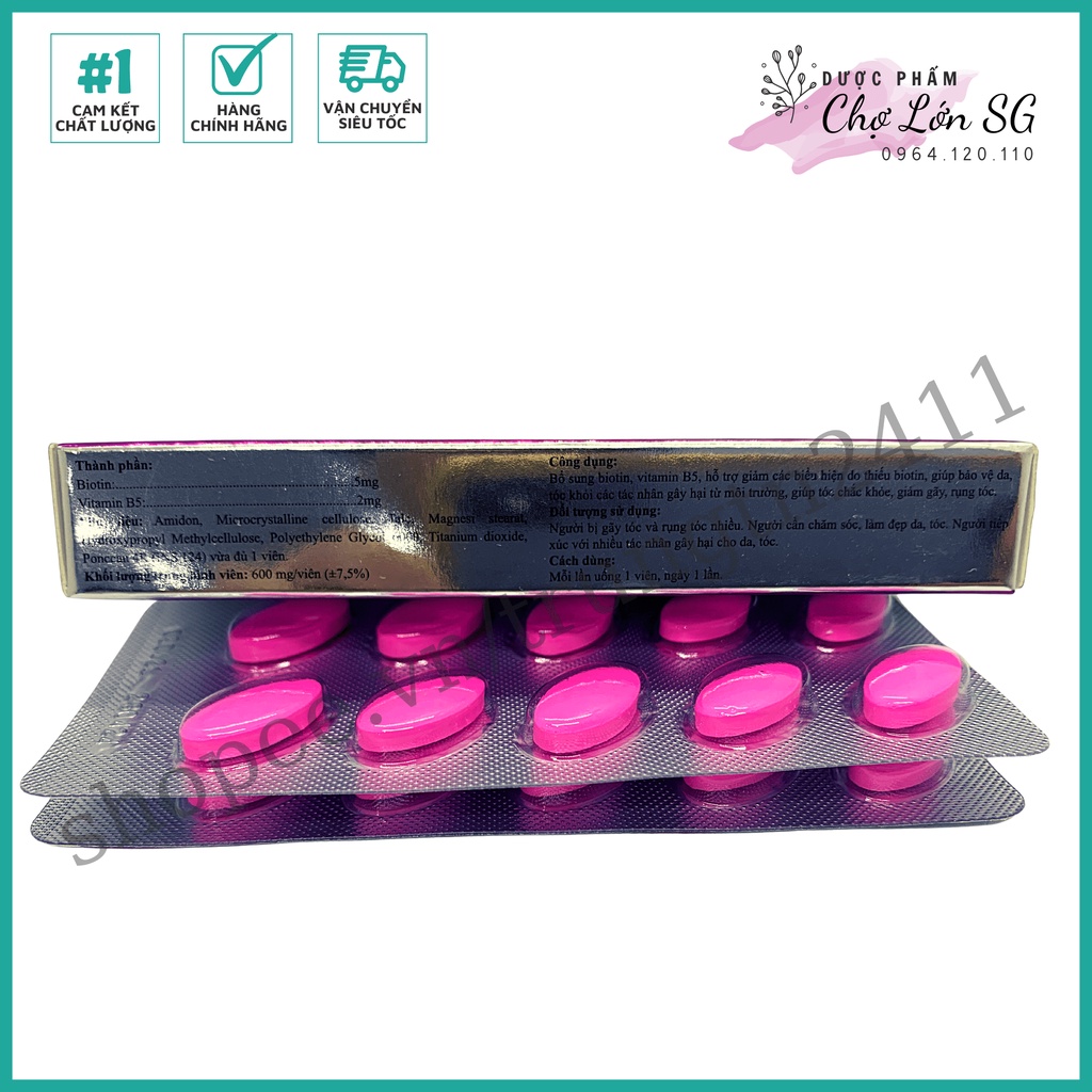 Viên uống bổ sung Biotin giảm rụng tóc, bảo vệ da, chắc móng – hộp 20 viên
