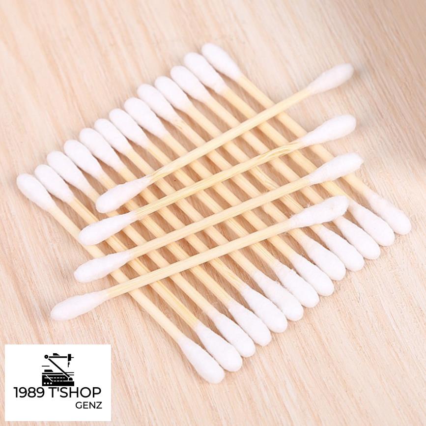 Tăm Bông Thân Gỗ, Tăm Bông Ráy Tai Thân Thiện Với Môi Trường Bịch 100 Que