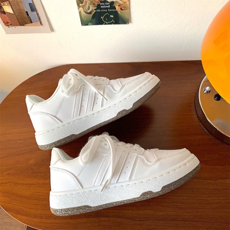 Giày thể thao sneaker Trắng mix màu nâu đế cao hack dáng nam nữ đều đi được