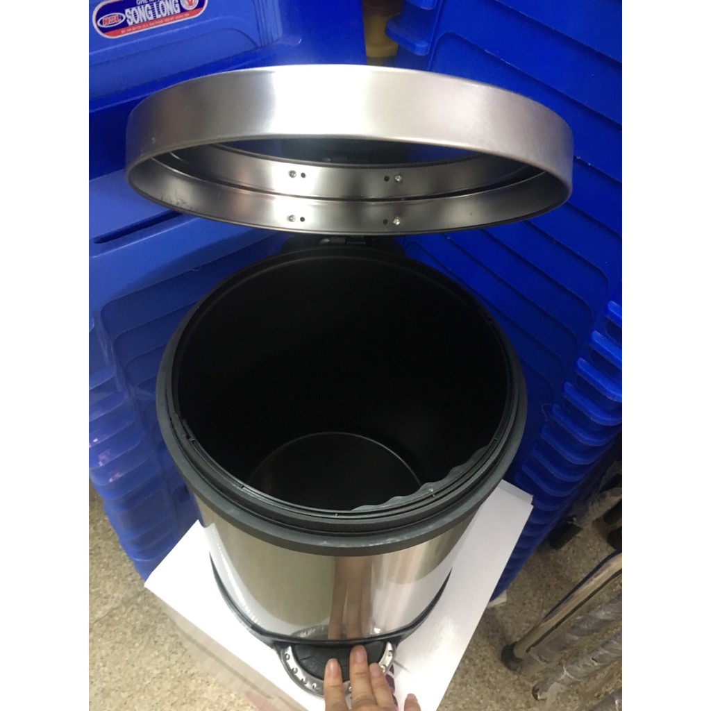 [ HÀNG CHUẨN ] Thùng rác inox 8l có nắp bật cao cấp