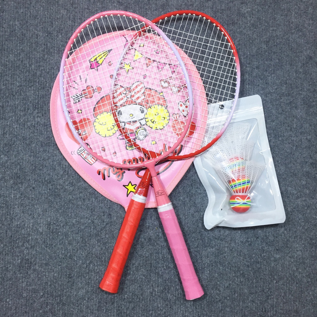 Bộ Vợt Cầu Lông Chính Hãng CHO BÉ  My Melody T8, Cặp Vợt Cầu Lông Tốt Nhẹ Dây Căng Trợ Lực