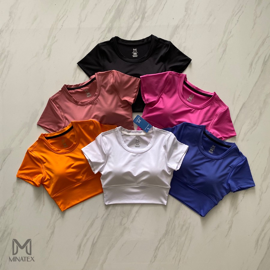 Minatex - Hàng loại 1 - Áo croptop tập gym yoga earobic đai bản to kèm mút ngực vải đanh mịn đường may đẹp xịn chắc chắn