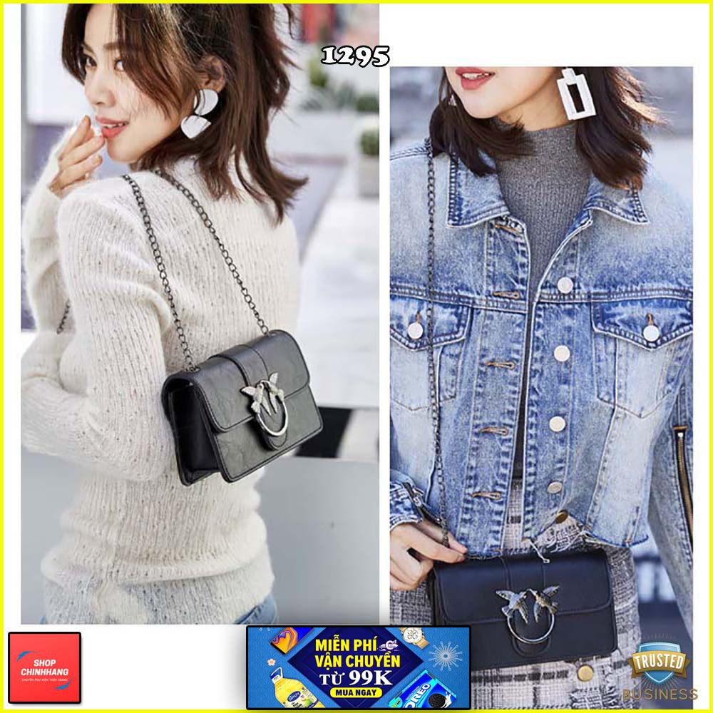 Túi đeo chéo thời trang✨FREESHIP✨túi hộp đính uyên ương dây xích sang trọng SH1295