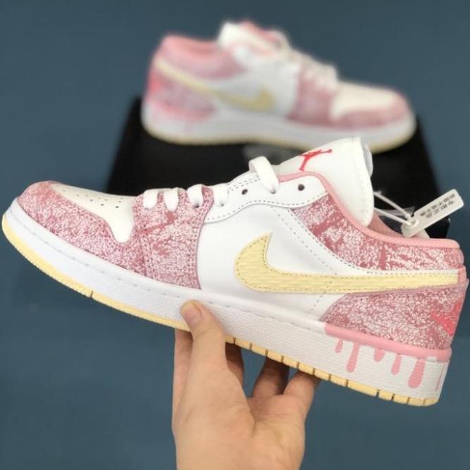 Giày Sneaker Jordan 1 Low Ice Cream Hồng Chảy, Giày Thể Thao Nữ Fullbox