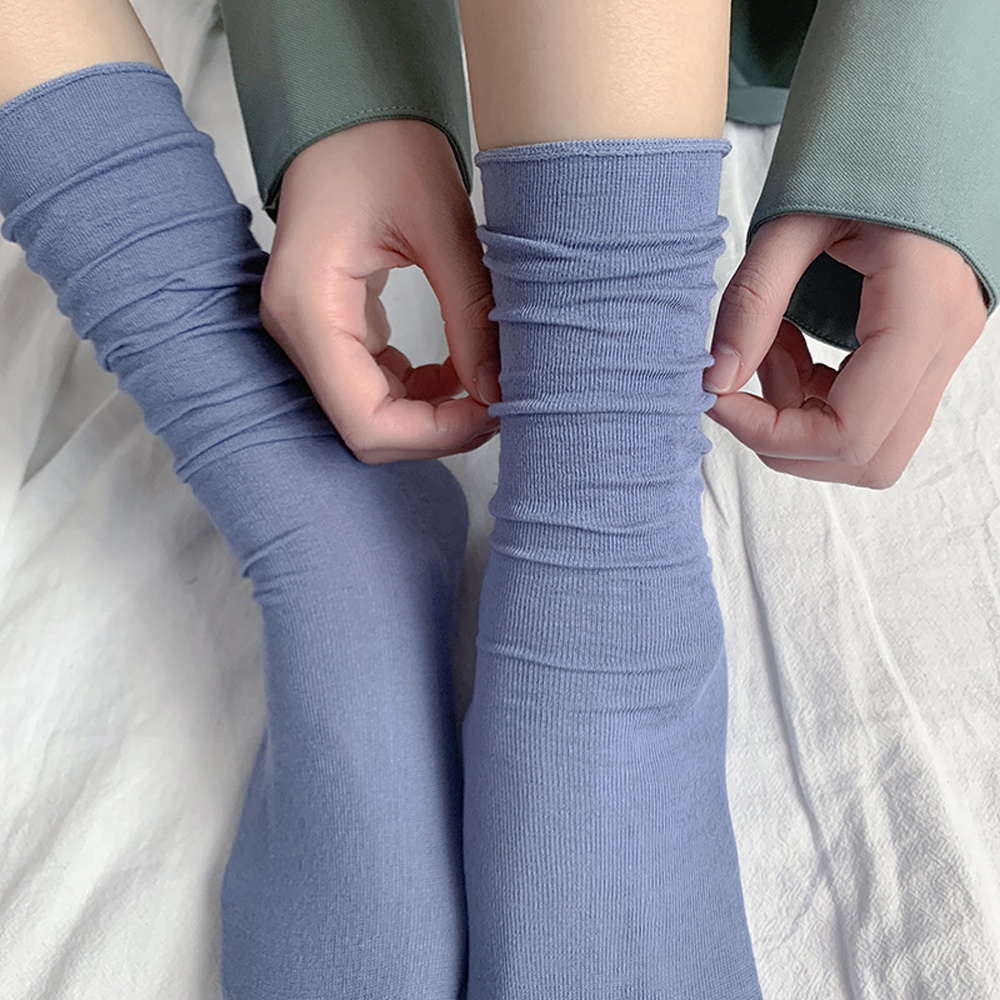 Vớ nhung cổ cao co giãn thoáng khí màu sắc ngọt ngào dễ thương cho nữ