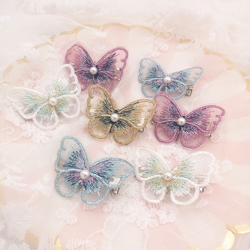 Kẹp tóc thêu họa tiết phong cách Hàn Quốc cổ điển dễ vệ sinh cho nữ