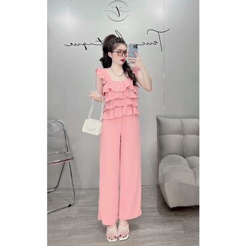 Set xếp ly dài 3 tầng quần dài tay cánh tiên chất lụa siêu xinh
