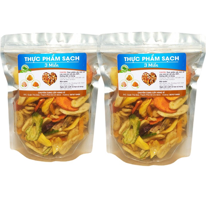 1Kg trái cây sấy thập cẩm nguyên miếng hàng xuất khẩu loại 1 - 2 túi zip