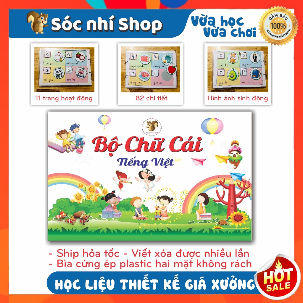 Học liệu bóc dán Montessori - Bộ chữ cái Tiếng Việt-matching book-busy book.