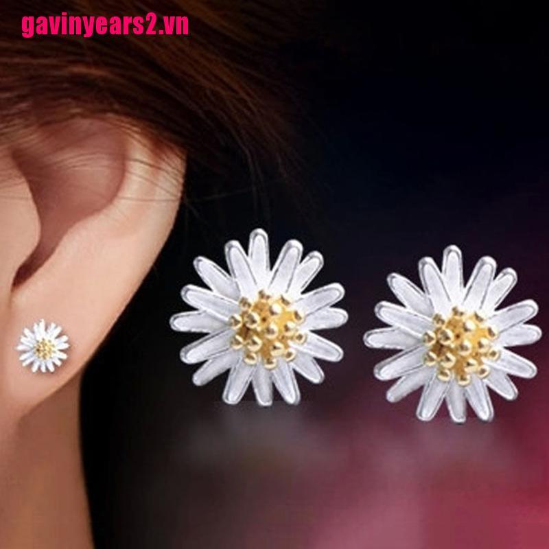 2 Bông Tai Bạc 925 Hình Hoa Cúc Thời Trang