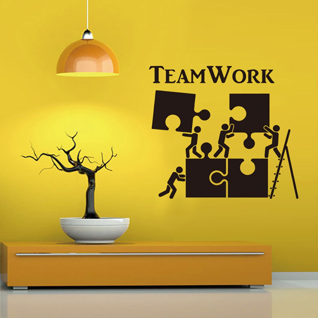 Decal dán trang trí văn phòng TEAM WORK - decan dán tường 3D có sẵn keo HCM