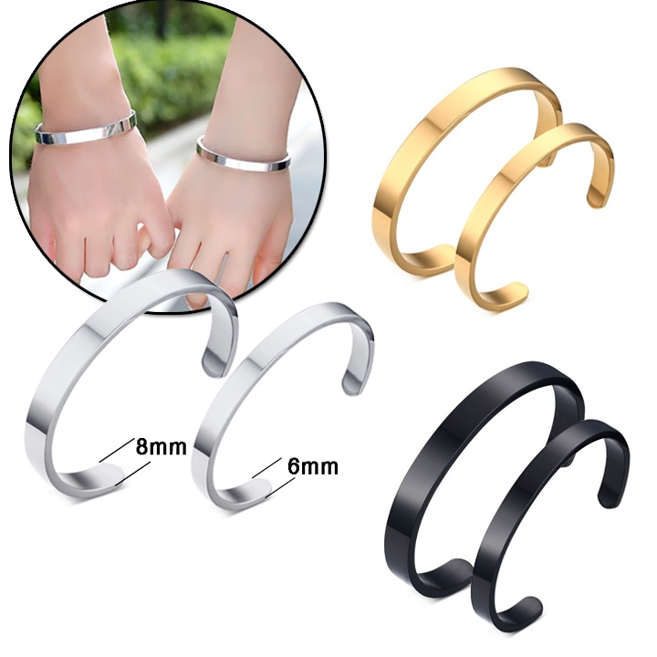 Vòng tay nam nữ đôi Titan không gỉ kiểu hở trơn nhiều màu - LN142 TV058