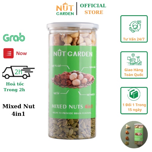 Hỗn Hợp Mix 4 Loại Hạt Siêu Dinh Dưỡng NUT GARDEN - Macca, Óc Chó, Hạnh Nhân, Bí Xanh - 500gr | BigBuy360 - bigbuy360.vn