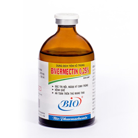 Bio Bivermectin 0,25% 20ml Trừ ghẻ, ve rận, nội ngoại ký sinh trùng vật nuôi