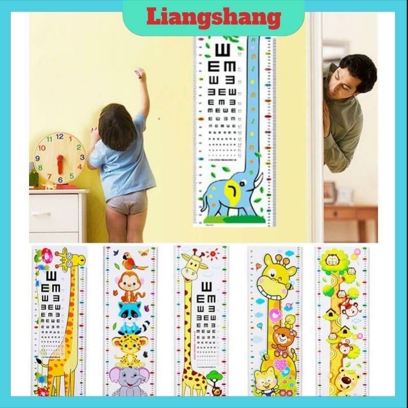 Decal dán tường thước đo chiều cao trẻ em bé hình con vật