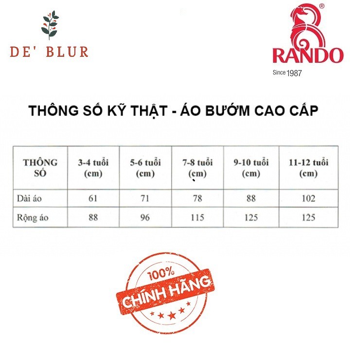 [BỀN BỈ] Áo mưa bướm Trẻ Em Cao Cấp RANDO PONCHO