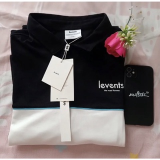 Áo polo LEVENT đen viền trắng (real) | Shopee Việt Nam