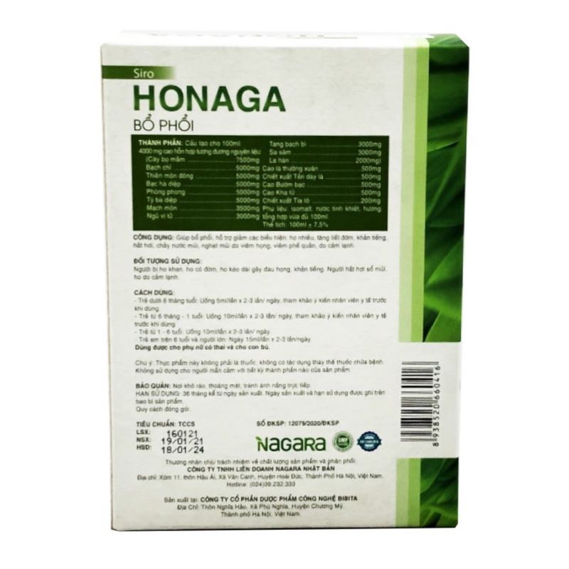 Bổ phổi Honaga hộp 16 gói dạng gel giúp bổ phổi, giảm các biểu hiện ho tăng tiết đờm.