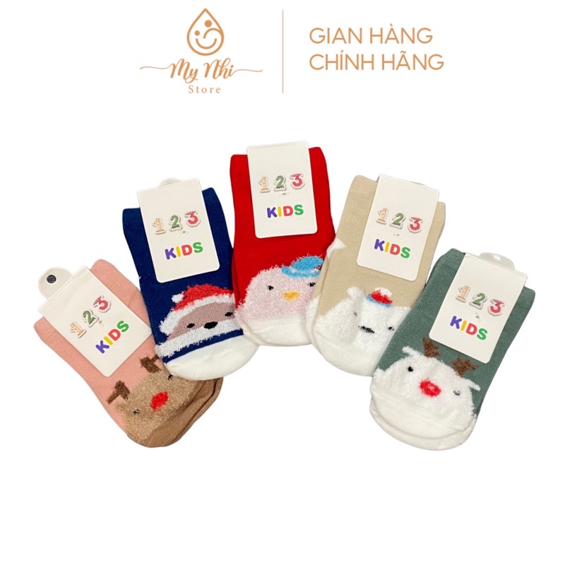 Set 5 đôi tất len hoạ tiết noel mềm mịn co giãn tốt giữ ấm cho bé