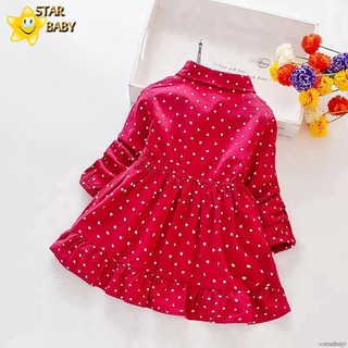 Đầm Dài Tay Chấm Bi Cho Bé Gái