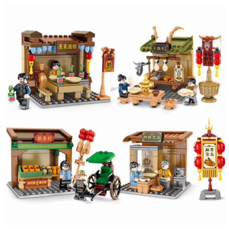 LEGO Bộ Đồ Chơi Lắp Ráp Mô Hình Nhà Đường Phố Trung Quốc 8 Kiểu