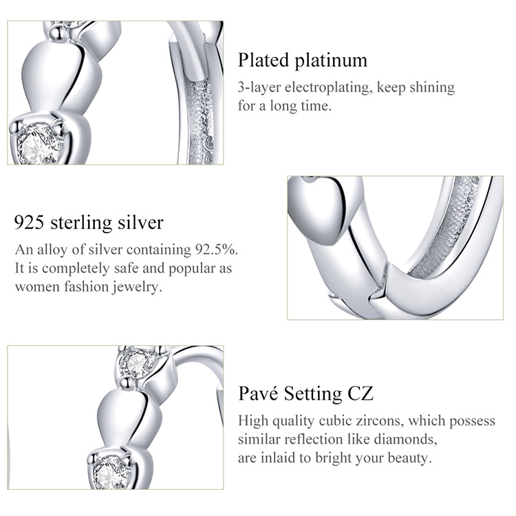 Khuyên tai vòng hình trái tim Bamoer thời trang