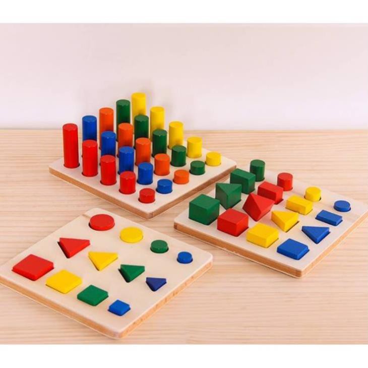 Bộ Giáo Cụ Montessori 8 Món - Loại 1 - Giúp Phát Triển Trí Tuệ Về Hình Học, Toán Học