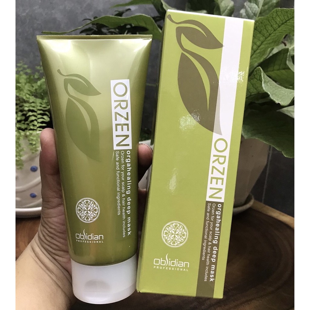 Combo Dầu gội hạn chế gàu - vảy nến và mặt nạ chống rụng tóc Orzen Orgahealing Shampoo and Mask Obsidian 320ml/200ml