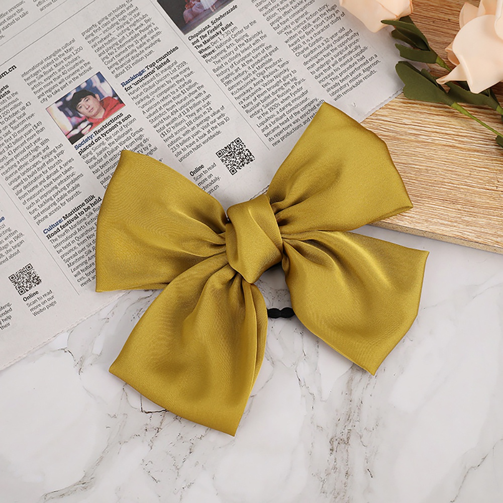 Dây Cột Tóc Màu Trơn Đính Nơ To Thời Trang Cho Nữ